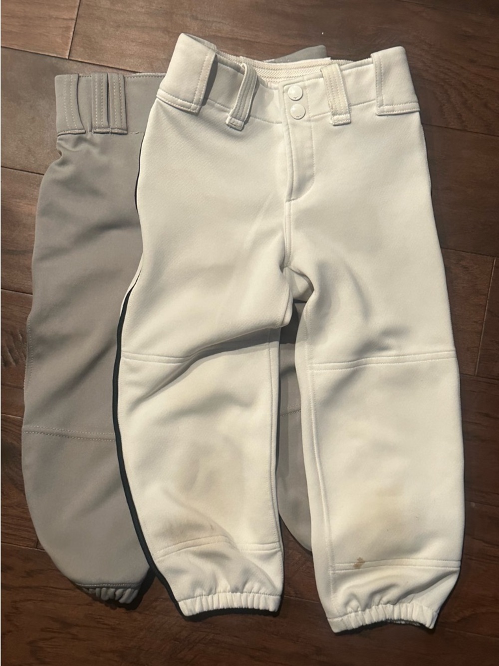 2 Pair Youth Small Softball Pants in White and Gray